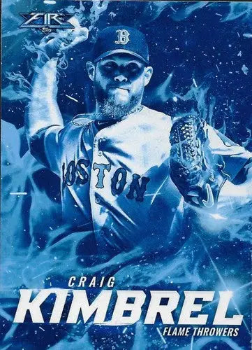 Craig Kimbrel baseball card from 2017 Topps Fire Flame Throwers Blue Chip collection
