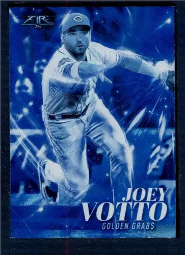 Original gloss blue baseball trading card of Joey Votto from 2017 Topps Fire Golden Grabs Blue Chip series