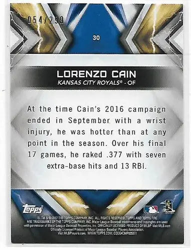 2017 Topps Fire Orange #30 Lorenzo Cain NM-MT 054/299 Royals ID:3332 - Baseball Card Single