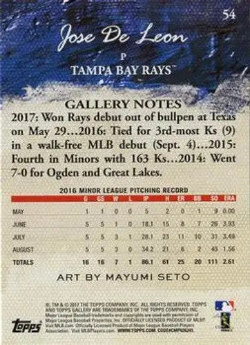 2017 Topps Gallery Artist Proof Baseball Card Back with Original Gloss Rays ID 5386