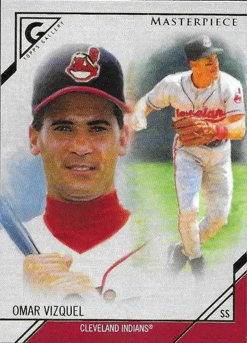 2017 Topps Gallery Masterpiece Omar Vizquel baseball card with original gloss Navy Indians ID5381
