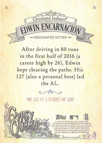 2017 Topps Gypsy Queen #113 Edwin Encarnacion NM-MT Indians - Baseball Card Single