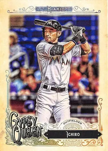 Baseball trading card of Ichiro Suzuki in Miami Marlins uniform from Topps Gypsy Queen