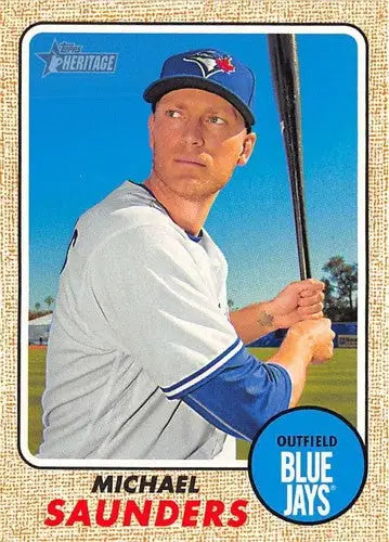 Original gloss Topp’s Heritage Michael Saunders baseball card from 2017 Blue Jays