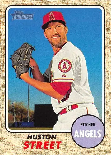 2017 Topps Heritage Huston Street baseball card with original gloss and Angels team