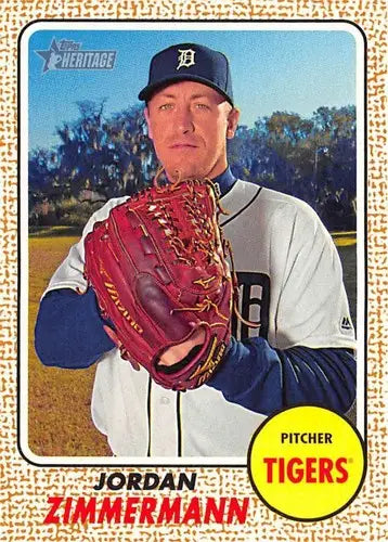 Original gloss baseball card featuring Jordan Zimmermann from 2017 Topps Heritage