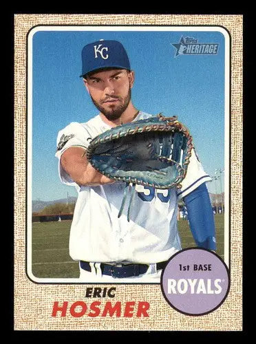 Original gloss Topps Heritage Eric Hosmer baseball card 2017 Royals ID 12509
