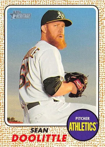2017 Topps Heritage Sean Doolittle baseball card with original gloss, Athletics ID 19590