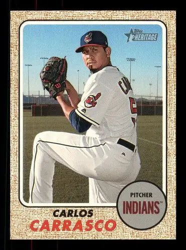 2017 Topps Heritage High Numbers Carlos Carrasco baseball card Indians NM-MT