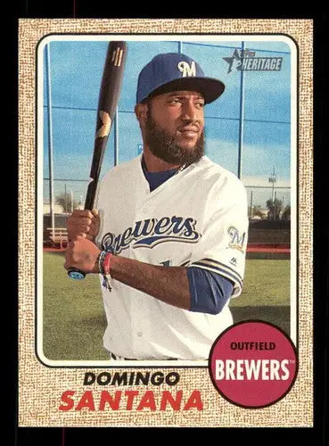 Original gloss of Domingo Santana baseball card from 2017 Topps Heritage High Numbers series