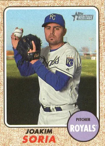 Joakim Soria baseball card from 2017 Topps Heritage High Numbers Royals collection