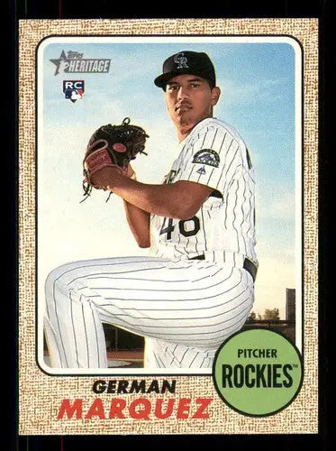 German Marquez baseball card from 2017 Topps Heritage High Numbers set with original gloss