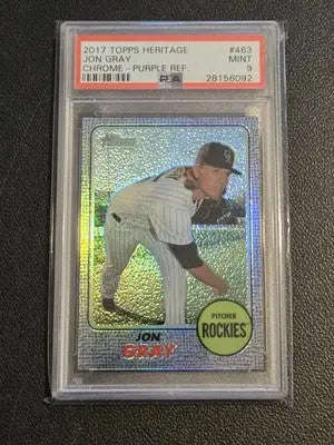 2017 Topps Heritage #THC-463 Jon Gray Chrome Purple Refractor PSA 9 - Baseball Card Single