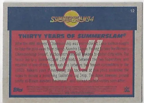 2017 Topps Heritage Thirty Years of SummerSlam #12 Alundra Blayze NM-MT ID:16579 - Wrestling Card Single