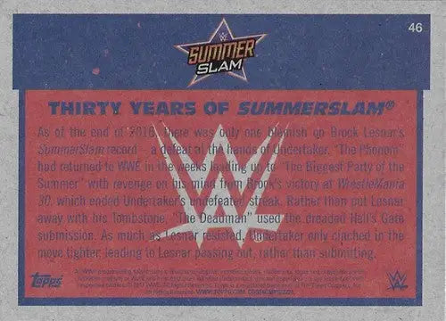 2017 Topps Heritage Thirty Years of SummerSlam #46 Undertaker NM-MT Def ID:16583 - Wrestling Card Single
