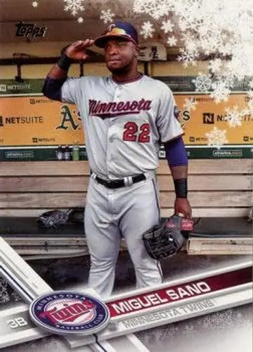 Original gloss 2017 Topps Holiday HMW109 Miguel Sano Twins baseball card image