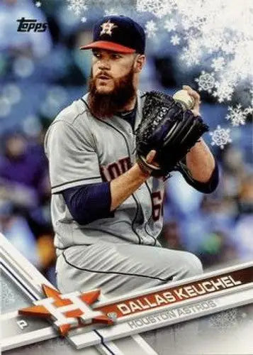 Baseball card featuring Dallas Keuchel from 2017 Topps Holiday HMW124 Dallas Keuchel NM-MT