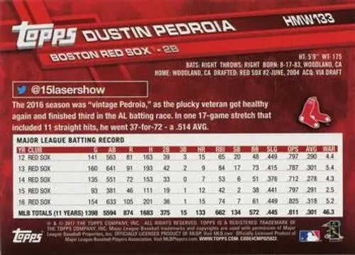 2017 Topps Holiday #HMW133 Dustin Pedroia NM-MT Red Sox ID:6415 - Baseball Card Single