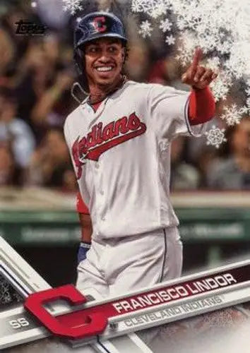 Original gloss 2017 Topps Holiday Francisco Lindor baseball card NM-MT Indians ID 6428