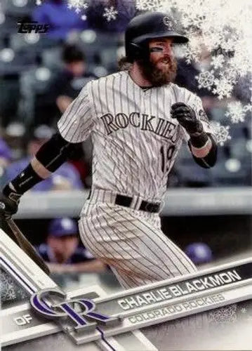 2017 Topps Holiday HMW154 Charlie Blackmon Rockies winter-themed baseball card