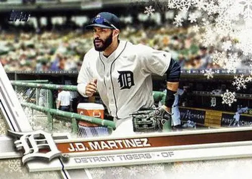 Baseball trading card of J.D. Martinez NM-MT Tigers from 2017 Topps Holiday original gloss