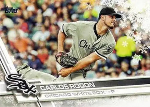 Original gloss 2017 Topps Holiday HMW158 Carlos Rodon baseball card White Sox ID 6435