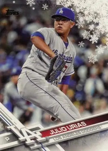 2017 Topps Holiday HMW184 Julio Urias Dodgers baseball card in NM-MT condition