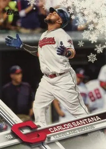 2017 Topps Holiday #HMW197 Carlos Santana NM-MT Indians - Baseball Card Single