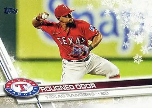 2017 Topps Holiday HMW34 Rougned Odor baseball card Rangers NM-MT
