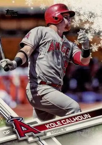 Original gloss 2017 Topps Holiday HMW71 Kole Calhoun Angels baseball card