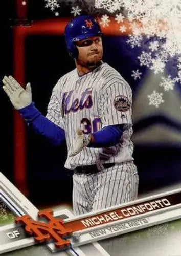 2017 Topps Holiday HMW92 Michael Conforto Mets baseball card, NM-MT condition