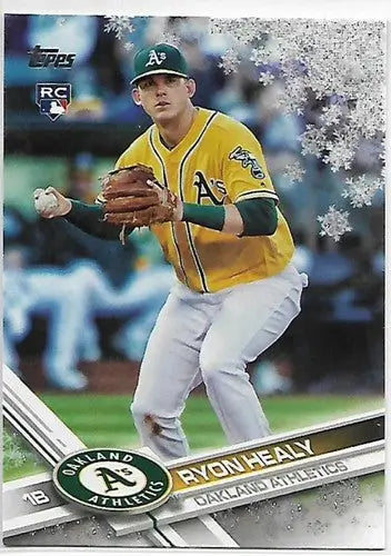 Ryron Healy baseball card with original gloss from 2017 Topps Holiday Metallic Snowflake series