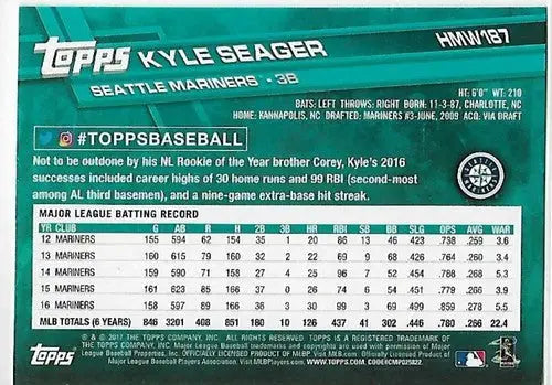 2017 Topps Holiday Metallic Snowflake #HMW187 Kyle Seager NM-MT Mariners - Baseball Card Single