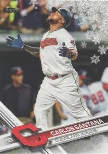2017 Topps Holiday Metallic Snowflake #HMW197 Carlos Santana NM-MT Indians - Baseball Card Single