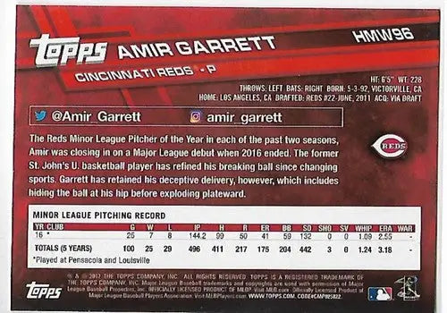 2017 Topps Holiday Metallic Snowflake #HMW96 Amir Garrett NM-MT Reds ID:6651 - Baseball Card Single