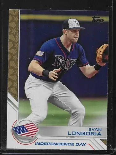 Evan Longoria baseball card from 2017 Topps Independence Day with original gloss
