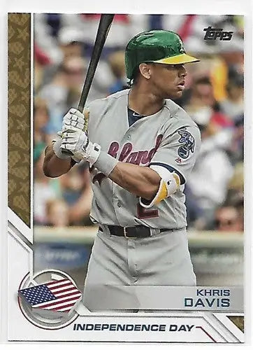 Original gloss Khris Davis baseball card from 2017 Topps Independence Day collection