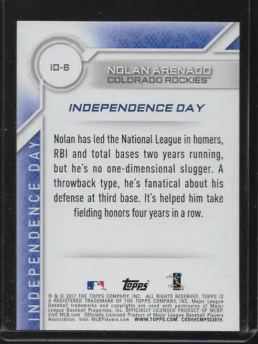 2017 Topps Independence Day #ID-8 Nolan Arenado NM-MT Rockies - Baseball Card Single