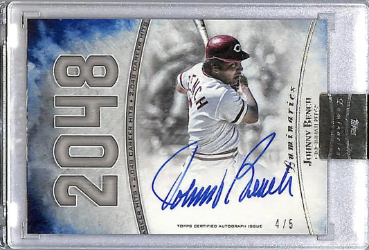 2017 Topps Luminaries Hit Kings #HK-JB Johnny Bench NM-MT Auto 4/5 Cincinnati Reds - Baseball Card Single