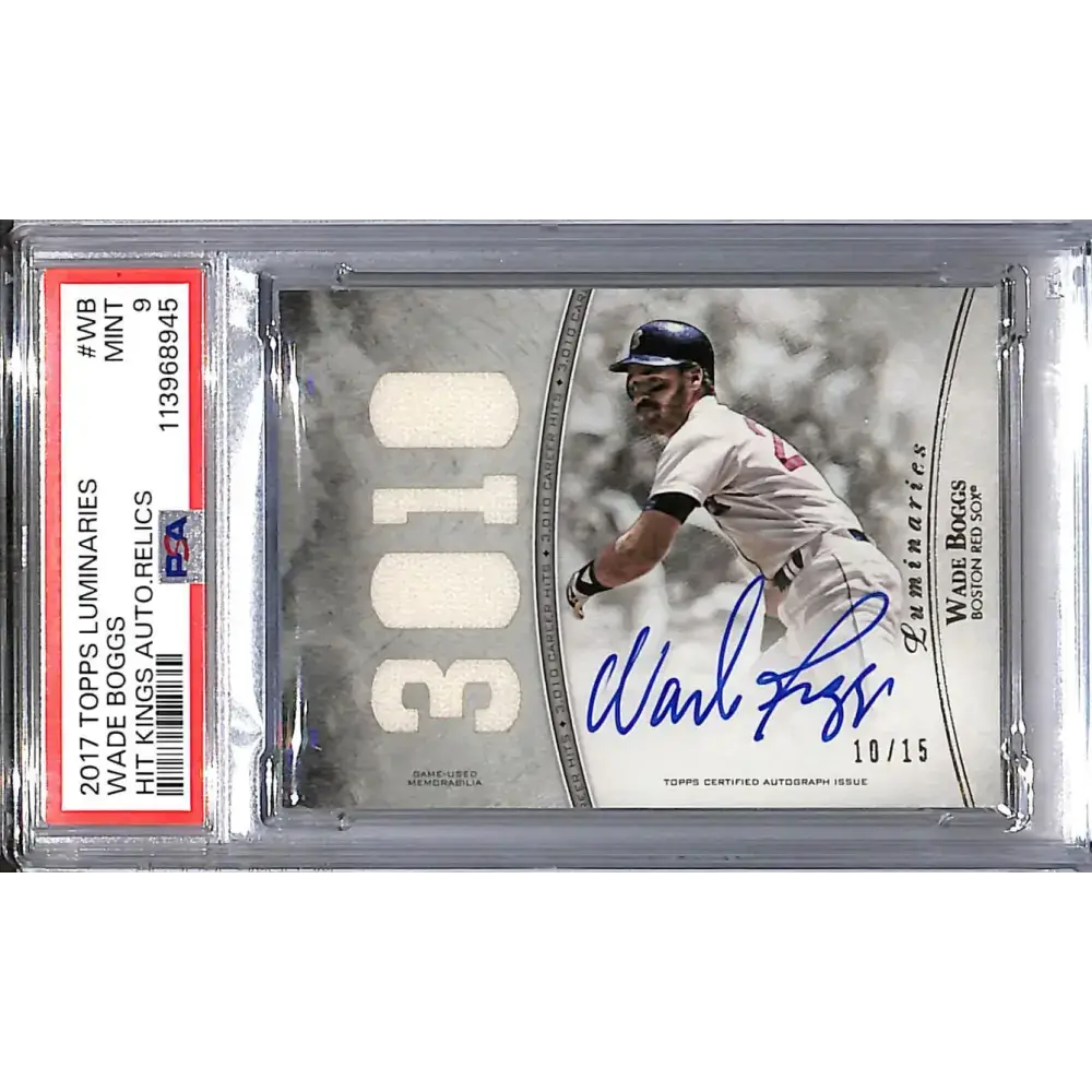 2017 Topps Luminaries Home Kings #HKR-WB Wade Boggs PSA 9 MINT MEM Auto 10/15 Boston Red Sox - Baseball Card Single