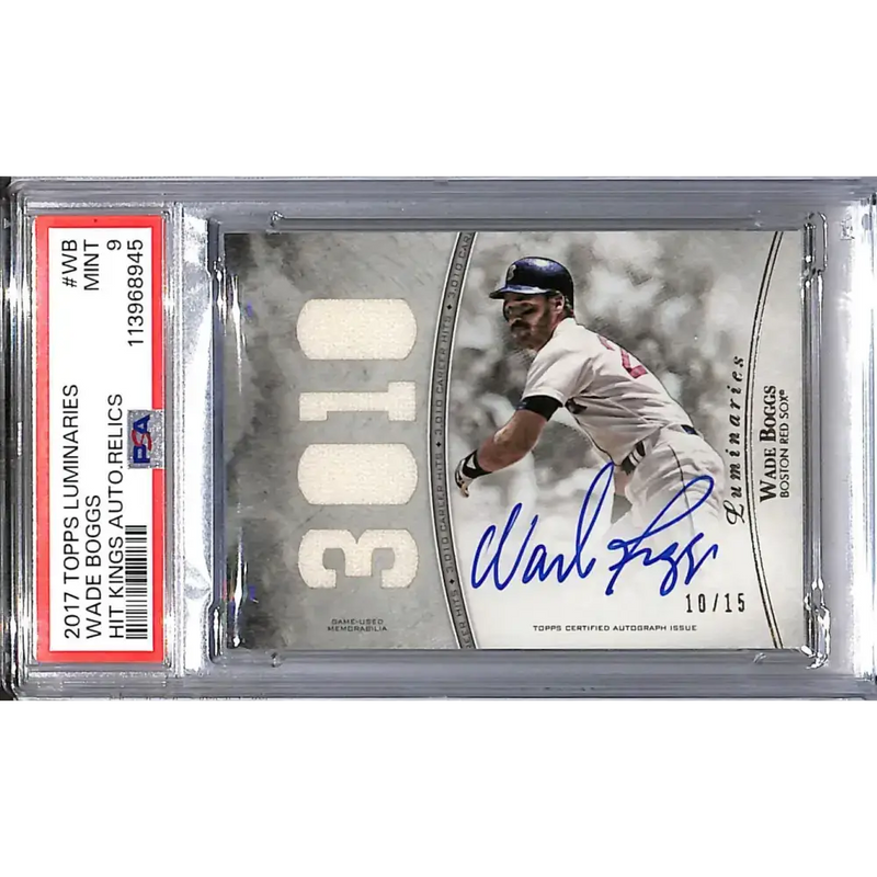 2017 Topps Luminaries Home Kings #HKR-WB Wade Boggs PSA 9 MINT MEM Auto 10/15 Boston Red Sox - Baseball Card Single
