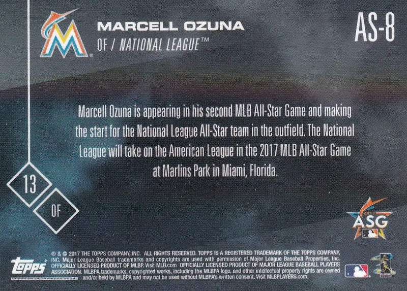 2017 TOPPS NOW ALL STAR #AS-8 MARCELL OZUNA- MIAMI MARLINS - Baseball Card Single