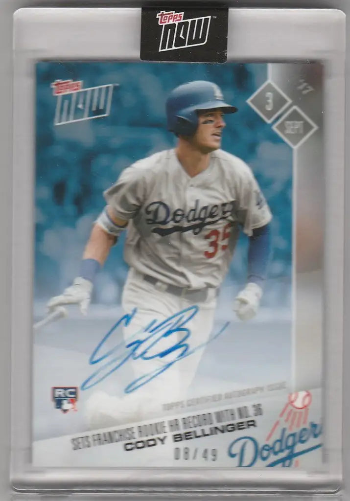 Baseball trading card of 558B Cody Bellinger, Los Angeles Dodgers with autograph