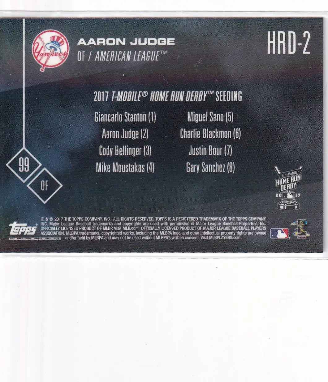 2017 TOPPS NOW #HRD-2 AARON JUDGE HOME RUN DERBY- NEW YORK YANKEES - Trading Cards