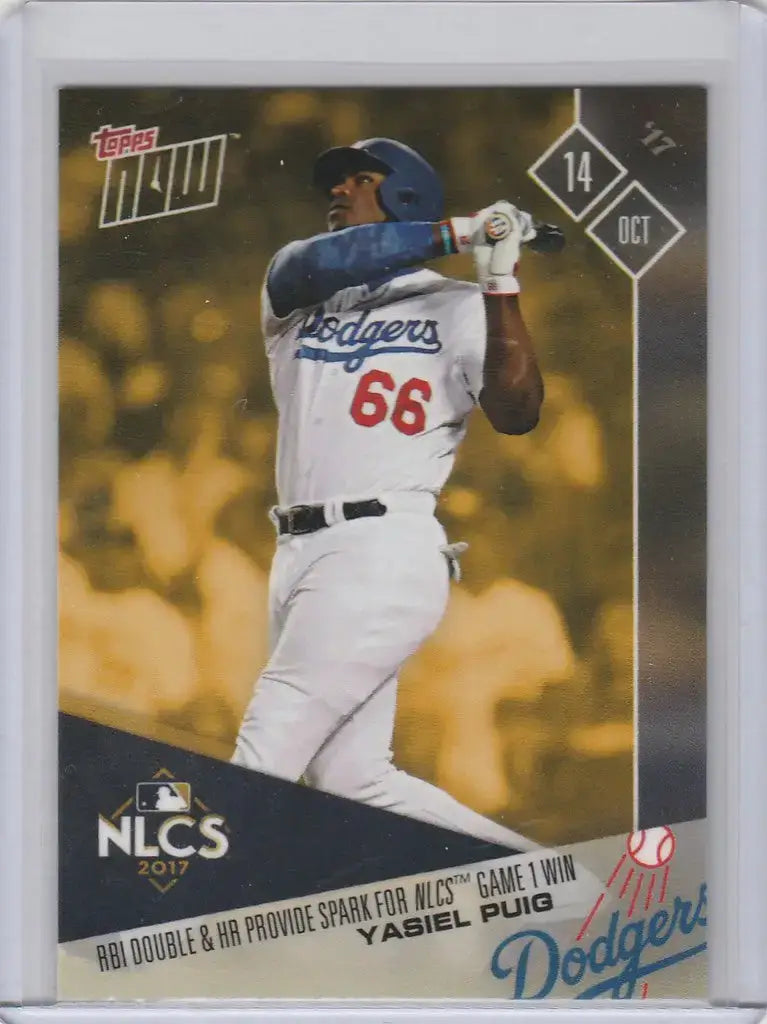 2017 Topps Now #NLCSB RBI Double & HR Provide Spark Dodgers Yasiel Puig
