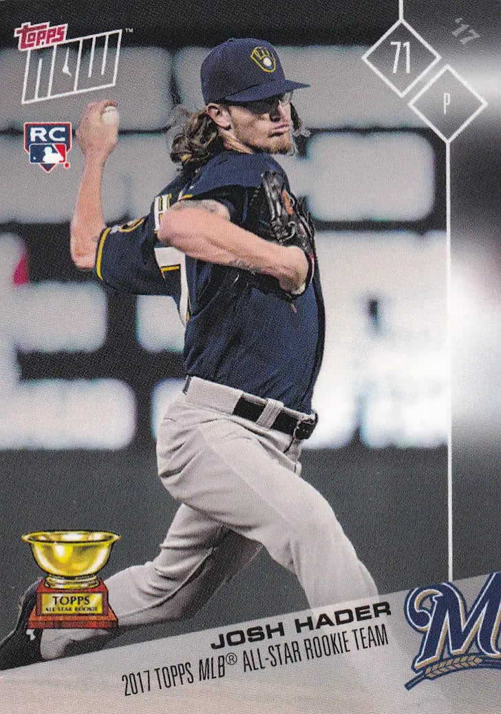 2017 TOPPS NOW OFFSEASON #OS-19 JOSH HARDER- MILWAUKEE BREWERS - Baseball Card Single