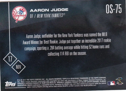 2017 TOPPS NOW OFFSEASON #OS-75 AARON JUDGE- NEW YORK YANKEES