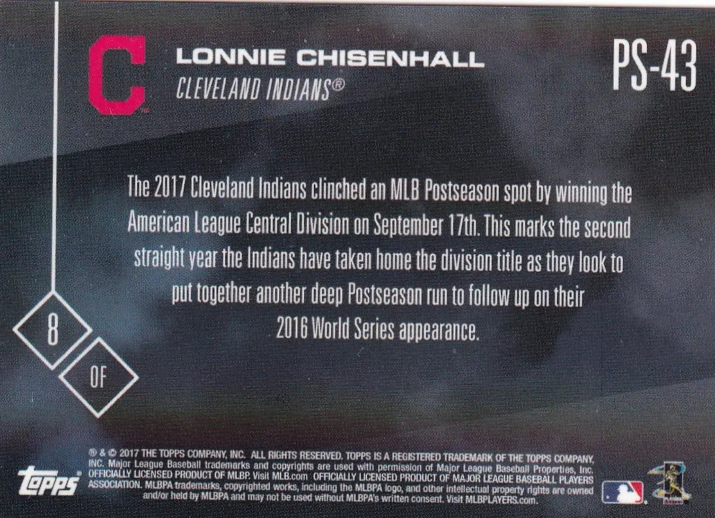 2017 TOPPS NOW POST SEASON #PS-43 LONNIE CHISENHALL- CLEVELAND INDIANS - Baseball Card Single