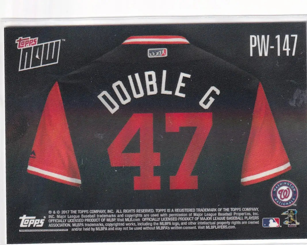 2017 TOPPS NOW #PW-147 GIO ’DOUBLE G’ GONZALEZ- WASHINGTON NATIONALS - Baseball Card Single