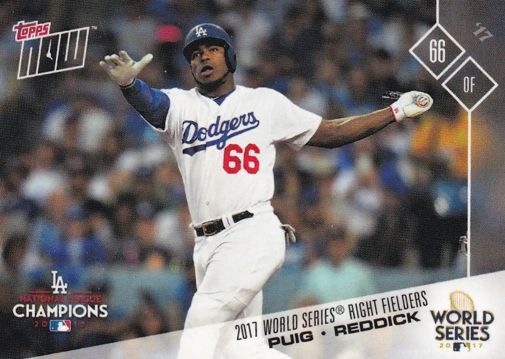 2017 TOPPS NOW WOLRD SERIES MOMENT #WSM-9 PUIG AND REDDICK- LOS ANGELES DODGERS - Baseball Card Single